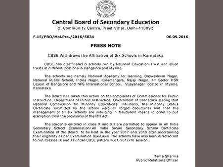 CBSE disaffiliates NPS, one of Bengaluru's most in-demand schools