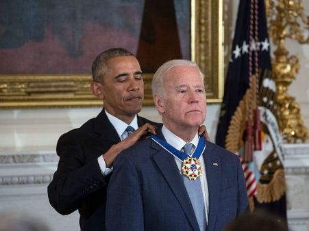 Joe Biden awarded the Presidential Medal of Freedom by Obama