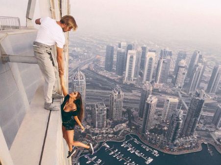This Russian model's daredevil stunt lands herself in trouble
