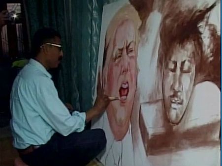 With his canvas, paint brush, Indian artist asks Trump to stop spreading hatred