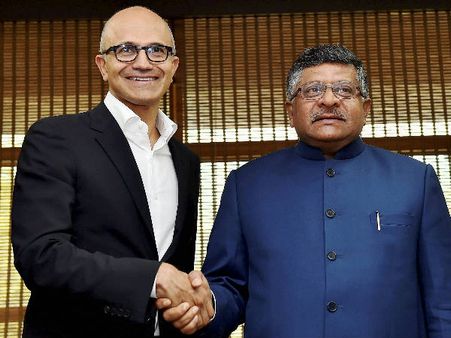 Nadella, IT min discuss rural digital programme