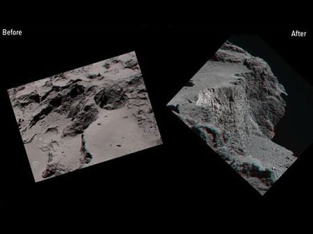 Rosetta spacecraft films landslide on comet