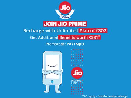 Enjoy Unstoppable, Unlimited Reliance Jio Services, Use Paytm Code Recharge Now for Rs.303
