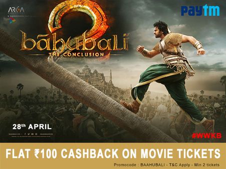 COUPON CIRCLE: Flat Rs.100 Cashback* on Bahubali Movie Tickets!