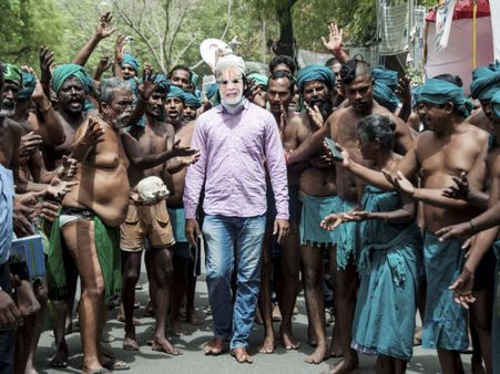 Drought-hit Tamil Nadu farmers stage nude protest against Modi govt