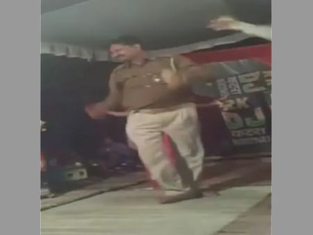 Drunk policeman caught dancing with girls in Uttar Pradesh