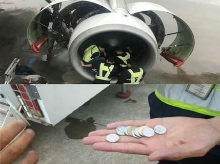 Grandma throws 'lucky' coins into engine, delays flight