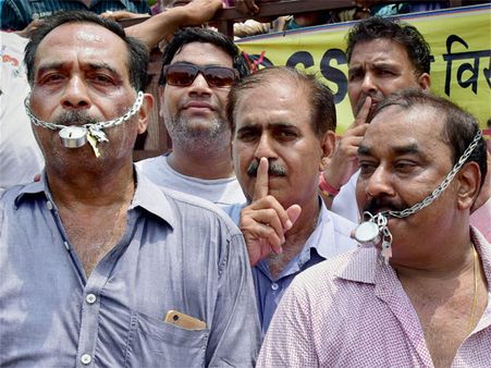 Cloth merchants protest against GST rate in Rajasthan