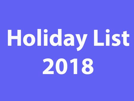 Holiday list 2018 for central government employees