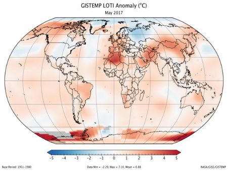 May 2017 was second hottest in 137 Years: NASA