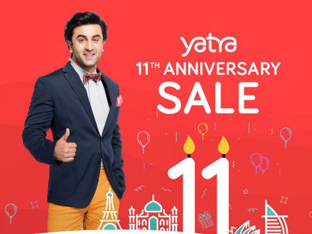 Yatra 11th Anniversary Sale : Save Up To Rs. 70,000 On Flight Bookings*
