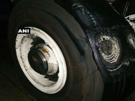Etihad Airways flight experience tyre bursts at Mumbai airport
