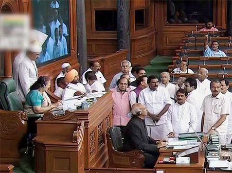 Hegde's 'secular' remark: Lok Sabha witnesses uproar