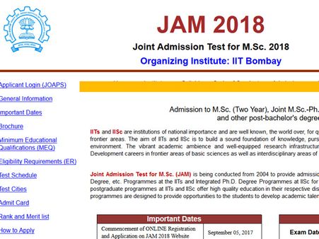 IIT Bombay JAM 2018 notification: Important dates