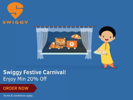 Day & Night Food Delivery! Opt SWIGGY Now Get 20% Cashback*