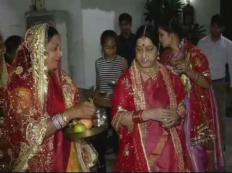 Check out how Sushma Swaraj celebrated Karva Chauth