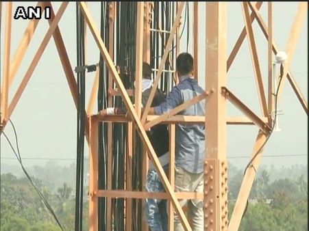 AP: Students of Fathima College climb cell tower demanding re-location