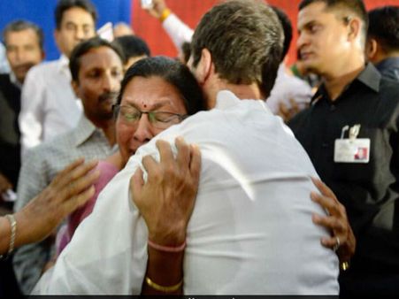 Rahul Gandhi turns emotional, hugs lecturer on listening to her woes
