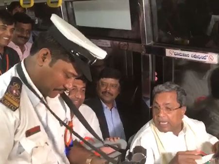 Karnataka CM's takes the bus to promote public transport, buys Rs 15 ticket