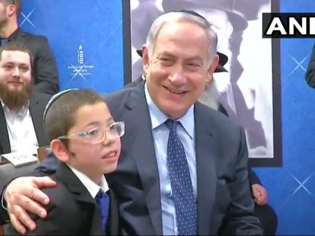 Israel PM Benjamin Netanyahu meets 26/11 survivor Moshe Holtzberg at Nariman House