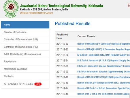 JNTUK BTech 2-1 Results 2017 declared, check now