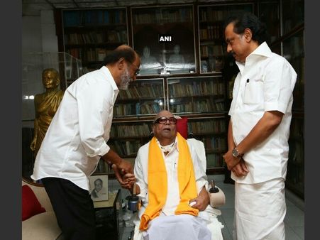 Rajinikanth meets DMK Chief Karunanidhi, seeks his blessings