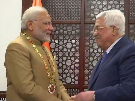 The Grand Collar of the State of Palestine conferred on PM Modi for his international stature