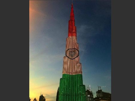 PM Modi in UAE: Iconic buildings light up in colours of Indian flag