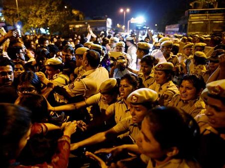 Delhi JNU students clash with police over professor accused of sexual harassment