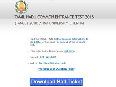 TANCET 2018 Hall Ticket released, how to download