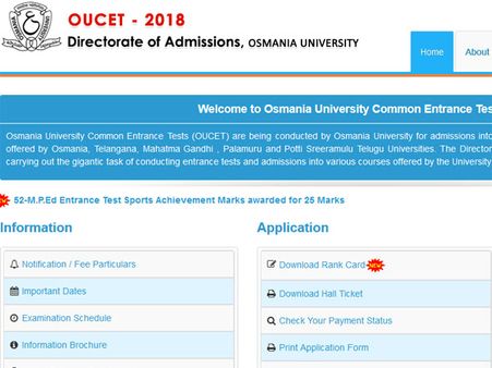 OUCET 2018 results: Steps to download Rank Card