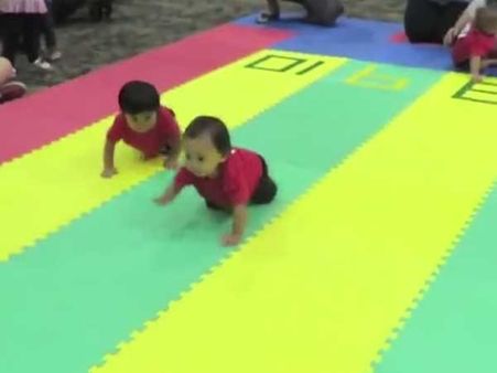 These racers have no idea what they are up to; the audience is though extremely excited