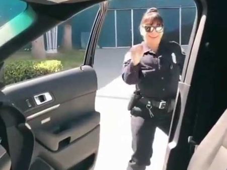 Forget stopping others, this woman cop can’t resist taking Kiki challenger herself