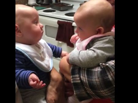 Twin brother expresses unhappiness seeing his sister & they are just days old