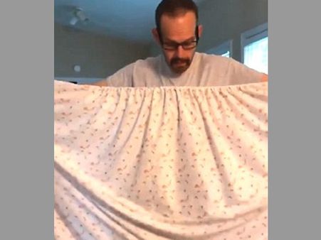 Yo! The husband folds this sheet after a try worth 2 and half hours