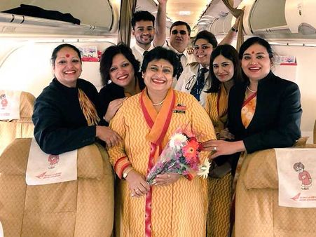 A special family moment when daughter flew air-hostess mother on her final day at work