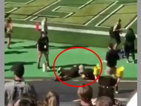 Football mascot shoots self in the wrong place, watch!