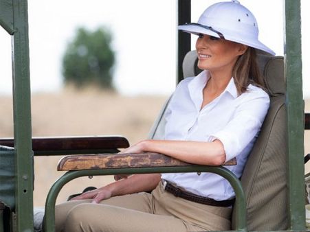 Melania Trump’s white hat in Africa lands her in ‘colonial’ controversy