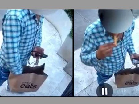 Deliveryman eats food from customer’s order before delivering