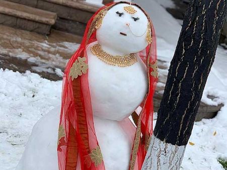 Western snowman is passé, here comes an Indian snow woman and she is winning the Internet