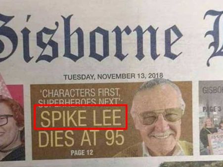 This Lee is not that Lee! New Zealand newspaper trolled for using different name after Stan Lee died