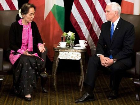 Myanmar role in Rohingya crisis not okay, Pence tells Suu Kyi in Singapore
