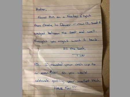 Man loses wallet on plane; gets it back along with more money in it!