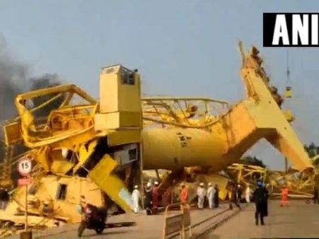 1 dead, 10 injured as two cranes collapse at Kakinada Deep Seaport