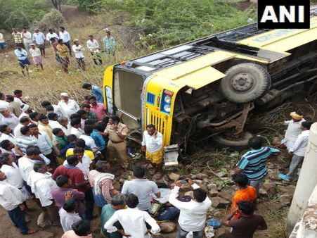 AP: 15 students injured after school bus turned turtle in Guntur district