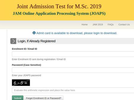 IIT JAM 2019 admit card: Download at joaps.iitkgp.ac.in
