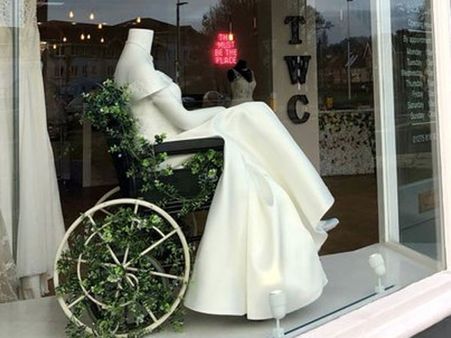 Brilliant idea! UK shop displays mannequin with wedding gown on wheelchair