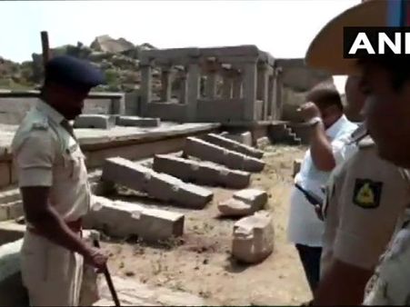 Miscreants damage pillars at Hampi, a UNESCO World Heritage Site