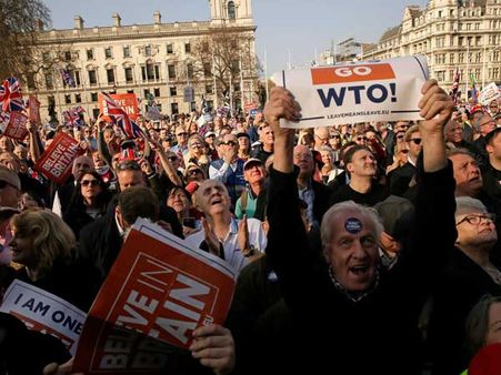 Brexit date comes and goes without Brexit happening; protest outside UK Parliament