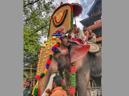 54-year-old Celebrity jumbo Ramachandran opens Thrissur Pooram festival in Kerala